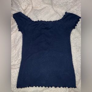 Navy blue off the shoulder shirt